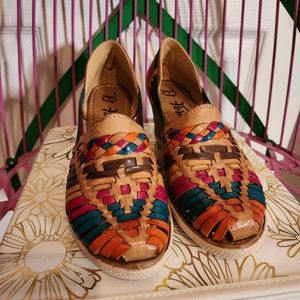 NWOT - D. Flores Authentic Mexican Multicolored Wedge Huaraches